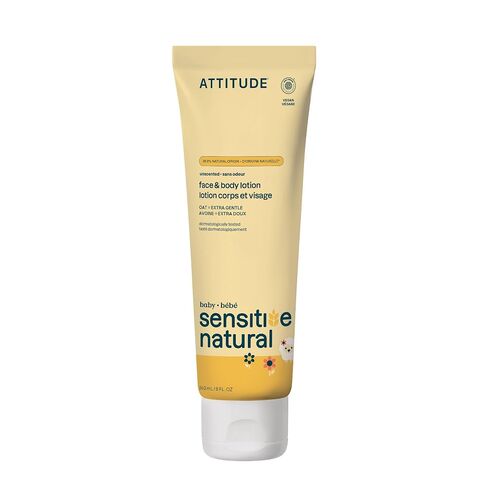 ATTITUDE Baby Lotion for Sensitive Skin with Oat, EWG Verified, Plant and Mineral-Based Ingredients, Vegan Personal Care Products, Unscented, 8 Fl Oz in Kuwait