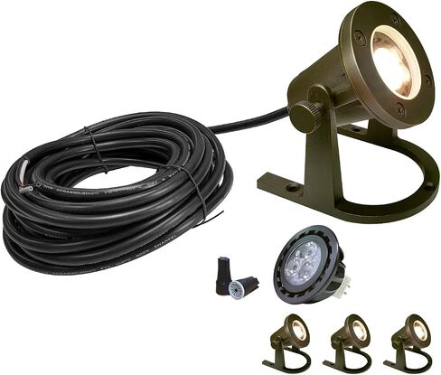 COLOER Brass Underwater Lights(Bronze) with 2700K LED MR16 Bulb 12V Fish Friendly Low Voltage Fountain Lights IP68 Waterproof Copper Landscape Lighting for Outdoor Ponds Fountains Waterfalls in Kuwait