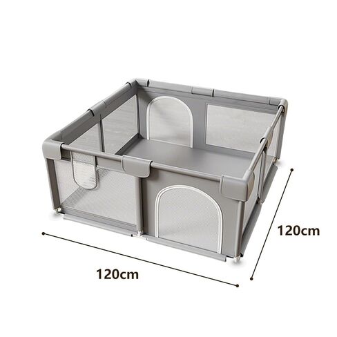 Large Play Yard 47x47 Playpen, Safe Anti-Fall Design, Breathable Mesh, Indoor & Outdoor Use, Easy Assembly, Grey in Kuwait