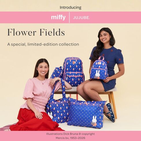 JuJuBe Miffy Flower Fields Mini Backpack Purse for Women, Small Lightweight Backpack with Zipper Pockets, Everyday Travel Bag for Work Shopping in Kuwait