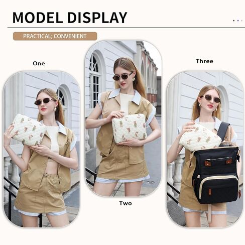 Diaper Bag Organizer Pouches - 2 Pack, Small Diaper Bag Mini Purse | Travel Baby Bag for Boys & Girls, Off White in Kuwait