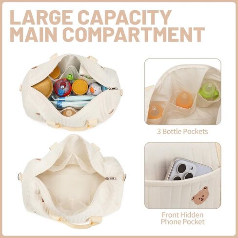 Hospital Bag for Women Labor Delivery, Duffle Bag for Maternity | Lightweight Travel Baby Diaper Bag Tote for Boys - Girls, 3 Bottle Pockets in Kuwait