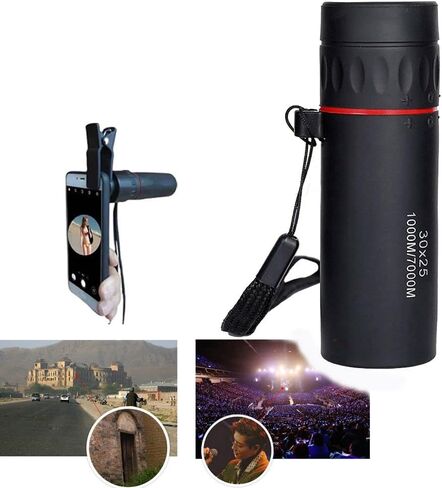 High Definition Monocular Telescope, 30X25 Mini Telescope 10X Climbing Accessories Portable Concerts Sightseeing High Definition for Travel Hunting in Kuwait