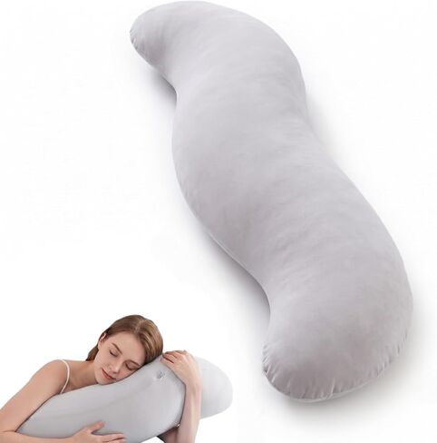 Cooling Pillow, Breathable Long Hugging Pillow with Removable Washable Cover, Full Maternity Support Cushion, Bed Backrest for Side Sleepers, Pregnancy, Leg Support & Back Pain，Blue in Kuwait