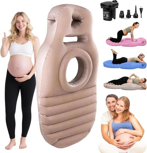 Inflatable Pregnancy Sleep Pillow: for Stomach Sleeping Full Body Mattress with Belly Hole Maternity Airbed for Pregnant Women Pregnancy Rest,Back & Hip Pressure Relief in Kuwait