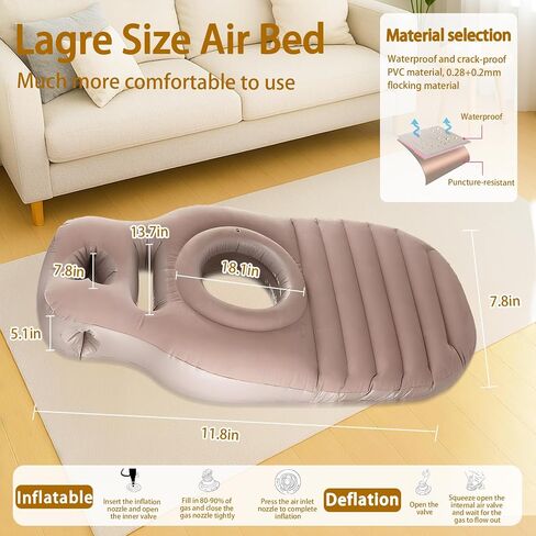 Inflatable Pregnancy Sleep Pillow: for Stomach Sleeping Full Body Mattress with Belly Hole Maternity Airbed for Pregnant Women Pregnancy Rest,Back & Hip Pressure Relief in Kuwait