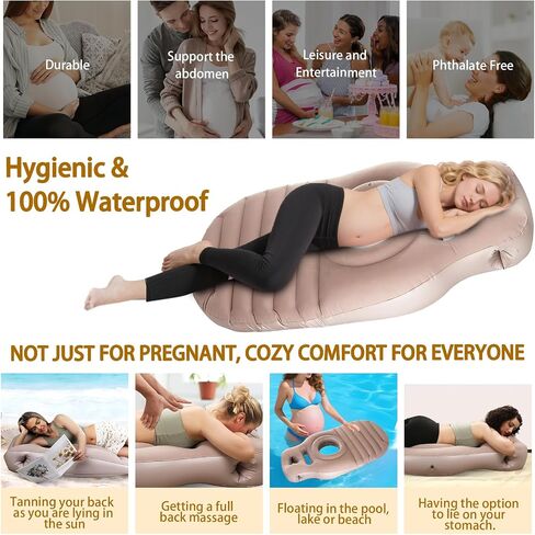 Inflatable Pregnancy Sleep Pillow: for Stomach Sleeping Full Body Mattress with Belly Hole Maternity Airbed for Pregnant Women Pregnancy Rest,Back & Hip Pressure Relief in Kuwait