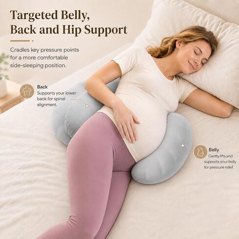 Adjustable W Shaped Pregnancy Pillow for Pregnant Women, Memory Foam Maternity Support Pillow for Side Sleeping, Belly and Back Support, Compact Design for All Trimesters in Kuwait