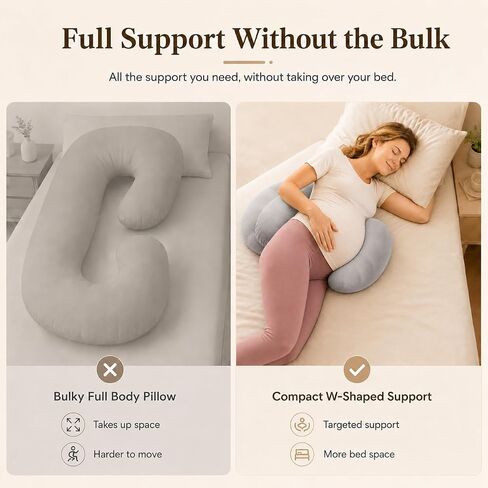 Adjustable W Shaped Pregnancy Pillow for Pregnant Women, Memory Foam Maternity Support Pillow for Side Sleeping, Belly and Back Support, Compact Design for All Trimesters in Kuwait