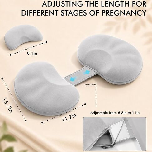 Adjustable W Shaped Pregnancy Pillow for Pregnant Women, Memory Foam Maternity Support Pillow for Side Sleeping, Belly and Back Support, Compact Design for All Trimesters in Kuwait