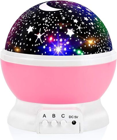 RICTLY Night Light for Kids, Kids Night Light Nebula 360 Degree Rotation - 4 LED Bulbs 12 Light Color Star Projector Changing with USB Cable, Romantic Gifts for Men Women Children in Kuwait