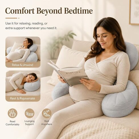 Adjustable W Shaped Pregnancy Pillow for Pregnant Women, Memory Foam Maternity Support Pillow for Side Sleeping, Belly and Back Support, Compact Design for All Trimesters in Kuwait
