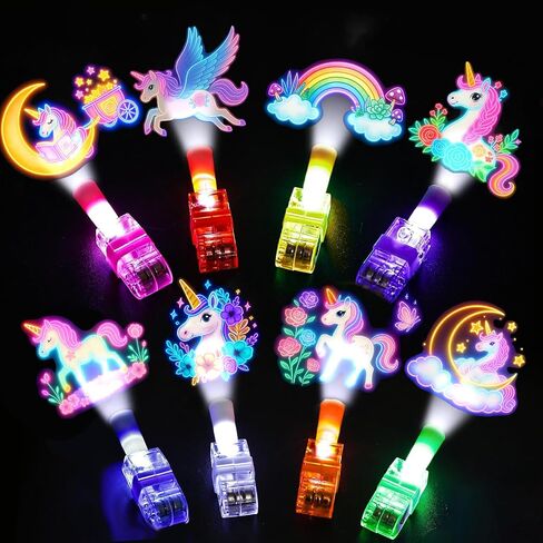 24PCS Unicorn Party Favors Finger Lights for Kids, Goodie Bag Stuffers | 24 unicorn finger lights for kids with 8 designs party favors, birthday party bags, goodie bag stuffers, and table décor. in Kuwait