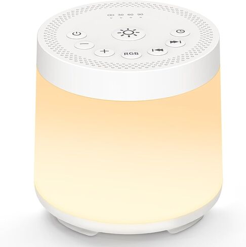 Rechargeable Nursery Night Light Sound White Noise Machine for Baby Kids Adults with Hushing Sounds 30 Sleeping Sounds 12 Colors Night Light 4 Timers Memory Function for Home Breastfeeding Camping in Kuwait