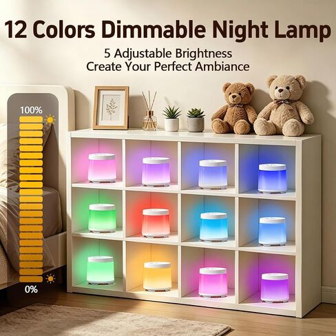 Rechargeable Nursery Night Light Sound White Noise Machine for Baby Kids Adults with Hushing Sounds 30 Sleeping Sounds 12 Colors Night Light 4 Timers Memory Function for Home Breastfeeding Camping in Kuwait