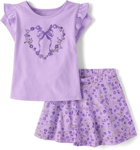The Children's Place Baby Girls' And Toddler Short Sleeve Top and Skort,2-piece Playwear Outfits in Kuwait