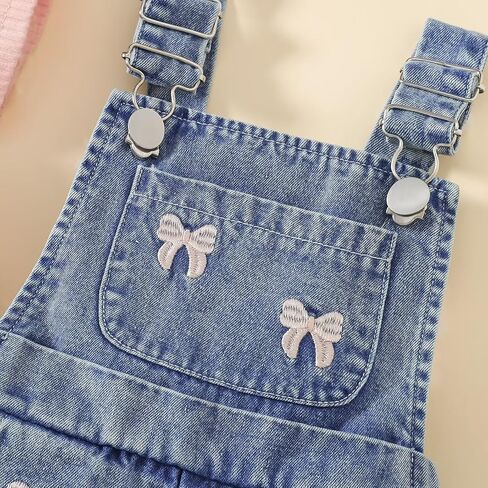 Toddler Baby Girl Summer Clothes Short Sleeve T-Shirt Tops + Denim Suspender Overalls Shorts Set Outfits 12 Months-4T in Kuwait
