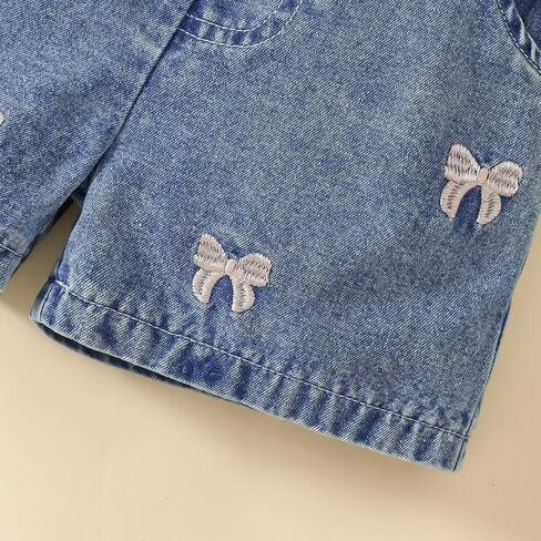 Toddler Baby Girl Summer Clothes Short Sleeve T-Shirt Tops + Denim Suspender Overalls Shorts Set Outfits 12 Months-4T in Kuwait