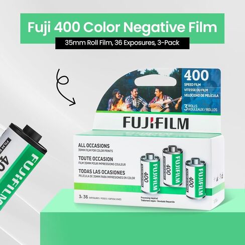 Fujifilm Fujicolor 400 ISO 35mm Color Film – 3 Pack (36 Exposures Each) Color Negative Film (400 Speed, 1 Pack (3 Rolls)) in Kuwait