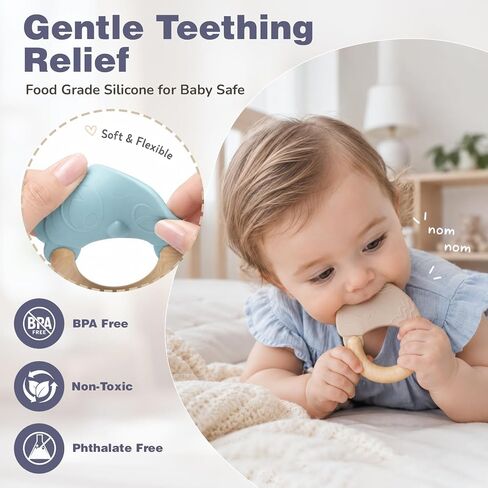 Joyreal Baby Rattles & Teething Toys Set, Baby Toys 0-6 Months, 10-Pack | Food-Grade, Sensory Development, Easy Clean & Sterilize, Teething Relief, Easy Grip, Storage Box, Neutral Newborn Gift in Kuwait