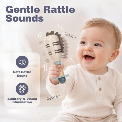 Joyreal Baby Rattles & Teething Toys Set, Baby Toys 0-6 Months, 10-Pack | Food-Grade, Sensory Development, Easy Clean & Sterilize, Teething Relief, Easy Grip, Storage Box, Neutral Newborn Gift in Kuwait