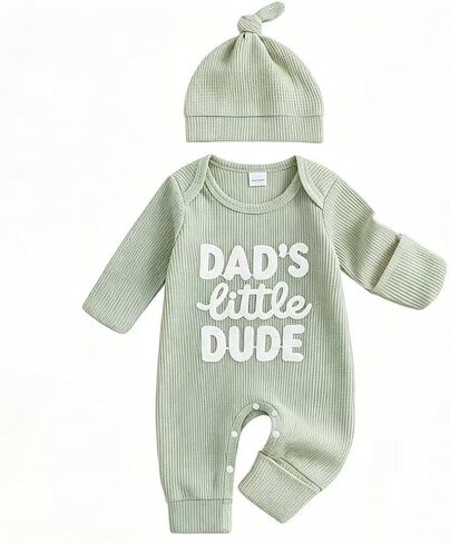 Newborn Baby Boy Fall Outfit Romper Jumpsuit Bodysuit Infant Clothes | Letter Long Sleeve Crew Neck Winter Cute Waffle Bodysuit in Kuwait