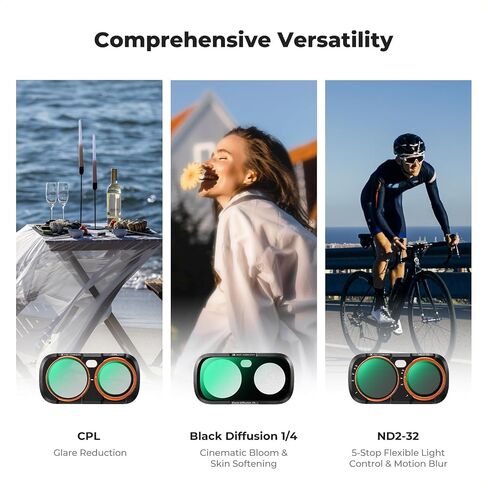K&F CONCEPT CPL Black Diffusion 1/4 ND2-32 Filter Kit | Compatible with Luna Ultra, Magnetic, Ultra-Slim Stowable Versatile in Kuwait