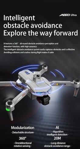 AE60 Ultra Drone with Camera for Adults, 3 Batteries, | 4K Video and 8K Photo, 3-Axis Mechanical Gimbal, 7.2" Touch Screen Remote, 360 Laser Obstacle Avoidance, 800g Payload (Gray) in Kuwait