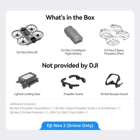 DJI Neo 2 Bundle with Lighted Landing Gear& Propeller Guard& Gimbal Bumper Guard - Lightweight & Foldable 4K Drone With Camera, Palm Takeoff & Landing, Gesture Control, ActiveTrack (Controller-Free) in Kuwait