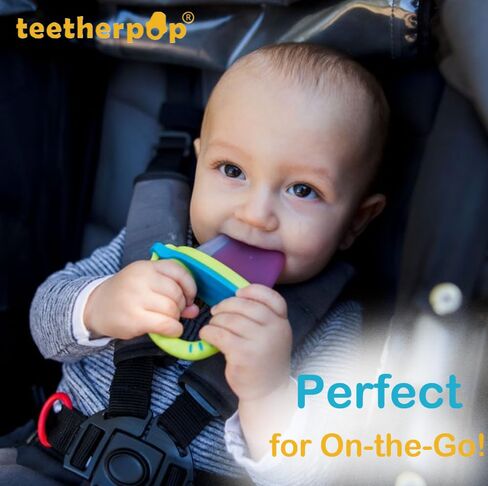 Teetherpop Fillable Silicone Teether for Babies (3-Pack) – Breastmilk Popsicle Molds for Teething w/Spill-Proof Sippy Slits – Baby Teethers for Liquid & Purée – Cooling Teething Relief (BlueLime) in Kuwait
