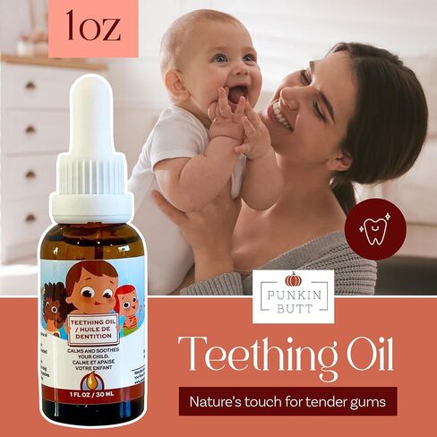 Punkin Butt Baby Teething Relief Bundle – 2-Pack with Herbal Teething Oil, Lavender Soothing Oil & Roll-On – Natural Infant Gum & Teething Pain Relief with Chamomile, Clove & Peppermint, Baby-Safe in Kuwait
