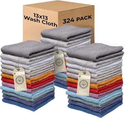 Extra Soft Wash Cloths, 13"x13" Wash Rags, Washcloths 12 Pack | 100% Ring Spun Cotton Washcloths, Machine Washable Face Towels, Absorbent Washcloths in Vibrant Assorted Colors in Kuwait