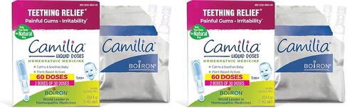 Boiron Camilia Teething Drops for Daytime and Nighttime Relief of Painful or Swollen Gums and Irritability in Babies - 60 Count (Pack of 2) in Kuwait