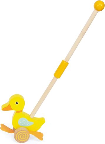 Wooden Push Toys for Toddlers 1-3, Baby Pull Along Stick Walking Duck | Montessori Early Development Toy for 1 Year Old Girls Boys Birthday Gift in Kuwait