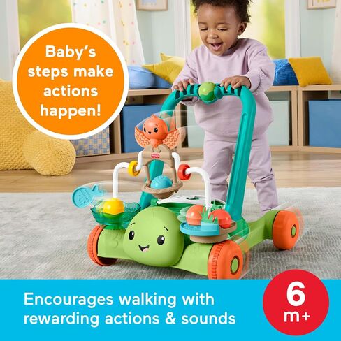 Fisher-Price Moves with You Turtle Walker Baby Push Toy | Non-Electronic, Sensory Busy Activities, 5 Balls, Infants Ages 6+ Months in Kuwait