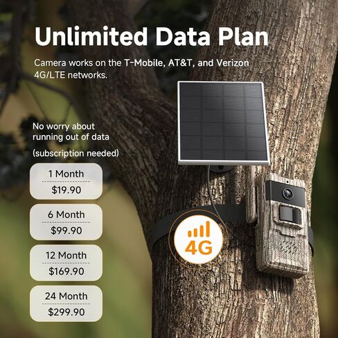 TKENPRO 4G LTE Cellular Trail Cameras Unlimited Data Plan Solar Trail Cameras Built in SIM Card Game Camera IP65 Waterproof Security Camera with 2K Live Video, No Glow Night Vision in Kuwait