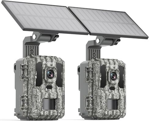 Misstech 4K UHD Solar Trail Camera, 0.1s Motion-Activated Wildlife Record | 64MP/4K Clear Night Vision for Outdoor & Game, No Monthly Fee, App Control, Local Storage, IP66 Weatherproof Deer Camera in Kuwait
