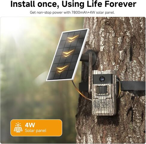 TKENPRO 4G LTE Cellular Trail Cameras Unlimited Data Plan Solar Trail Cameras Built in SIM Card Game Camera IP65 Waterproof Security Camera with 2K Live Video, No Glow Night Vision in Kuwait