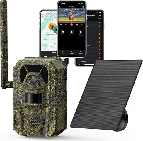 MagicEagle® Cellular Trail Camera 4G Wild Game Cameras 13,000 mAh Battery Solar Panel 2K Audible Video No-Glow IR Night Vision IP66 Waterproof for Wildlife Deer Monitoring Home Security (Green) in Saudi Arabia