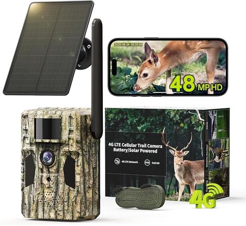 SEHMUA 3rd Cellular Trail Cameras with 48MP Photo 2K Live Streaming, 4G LTE Unlimited Data Plan Built-in SIM Card, 4W Solar Powered Game/Deer Cam No Glow Flash with Motion Activated -Camouflage in Kuwait