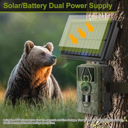 8K Solar Trail Camera, 60MP Bluetooth WiFi Game Camera, APP Control Trail Cam,120° Detection Angle/Night Vision/0.1S Trigger Motion Activated/IP66 Waterproof, Deer for Wildlife Farm in Kuwait