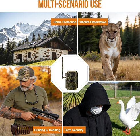 MagicEagle® Cellular Trail Camera 4G Wild Game Cameras 13,000 mAh Battery Solar Panel 2K Audible Video No-Glow IR Night Vision IP66 Waterproof for Wildlife Deer Monitoring Home Security (Green) in Saudi Arabia
