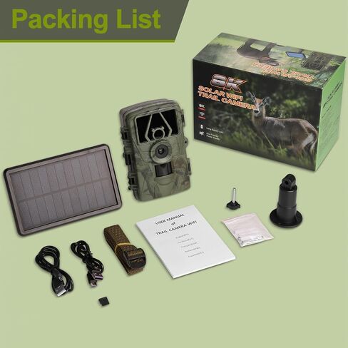 8K Solar Trail Camera, 60MP Bluetooth WiFi Game Camera, APP Control Trail Cam,120° Detection Angle/Night Vision/0.1S Trigger Motion Activated/IP66 Waterproof, Deer for Wildlife Farm in Kuwait