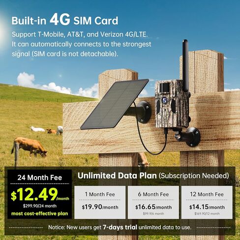 SEHMUA 3rd Cellular Trail Cameras with 48MP Photo 2K Live Streaming, 4G LTE Unlimited Data Plan Built-in SIM Card, 4W Solar Powered Game/Deer Cam No Glow Flash with Motion Activated -Camouflage in Kuwait