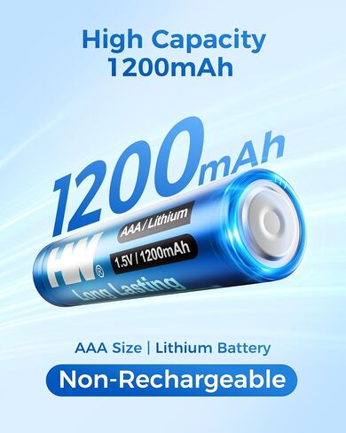 HW Triple A Lithium Batteries 24 Pack, [1.5V, 1200mAh] High Capacity Leakage-Proof AAA Battery for Camera,Fire Alarm,Smoke Alarm, Smoke Detector and More [20 Years Shelf Life, Non-Rechargeable] in Kuwait
