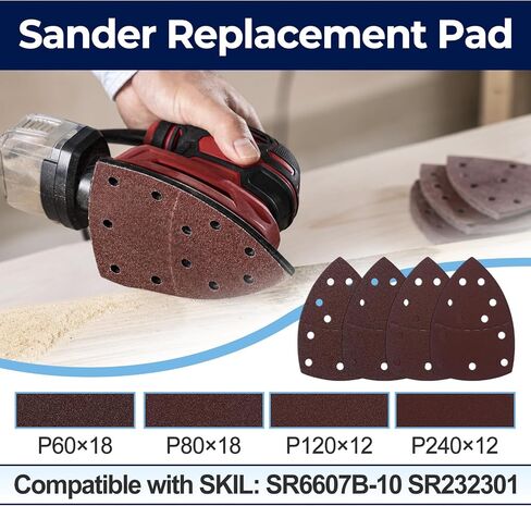 60PCS 60/80/120/240 Grits Mixed Sander Replacement Pads Compatible with SKIL Detail Sander SR6607B-10 and SR232301 Palm Sander, Wood Sanding, 11-Hole Hook & Loop in Kuwait