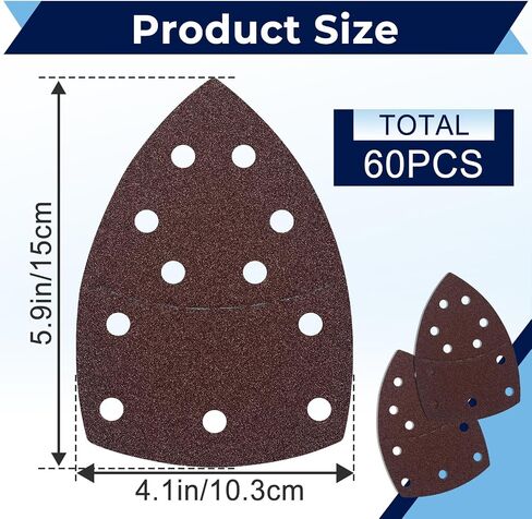60PCS 60/80/120/240 Grits Mixed Sander Replacement Pads Compatible with SKIL Detail Sander SR6607B-10 and SR232301 Palm Sander, Wood Sanding, 11-Hole Hook & Loop in Kuwait