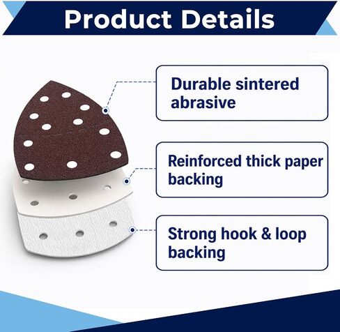 60PCS 60/80/120/240 Grits Mixed Sander Replacement Pads Compatible with SKIL Detail Sander SR6607B-10 and SR232301 Palm Sander, Wood Sanding, 11-Hole Hook & Loop in Kuwait