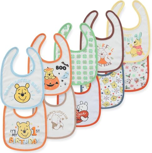Disney Toy Story Minnie Pooh 10 Pack Milestone Baby Bibs Soft Absorbent Drool Bibs for Teething Feeding Newborn Essentials in Kuwait