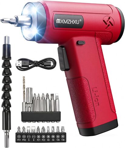 4V Cordless Electric Screwdriver, 22Pcs Small Power Screwdriver Set with LED Light, 320 RPM, 4 N.m Torque, 2000mAh Type-C Rechargeable, Lightweight for Furniture Assembly & Home Repair in Kuwait